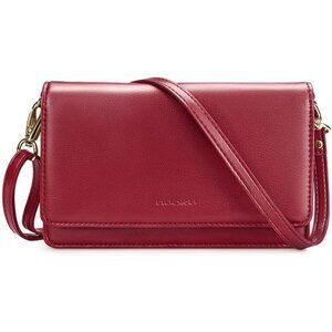 Women's 8 - Burgundy Leather Imported Cellphone Purse Crossbody Bags